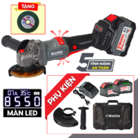[Tặng đĩa mài] Máy mài pin Workfix WF-AG9000PRO - AntiKickBack - Màn hình LED