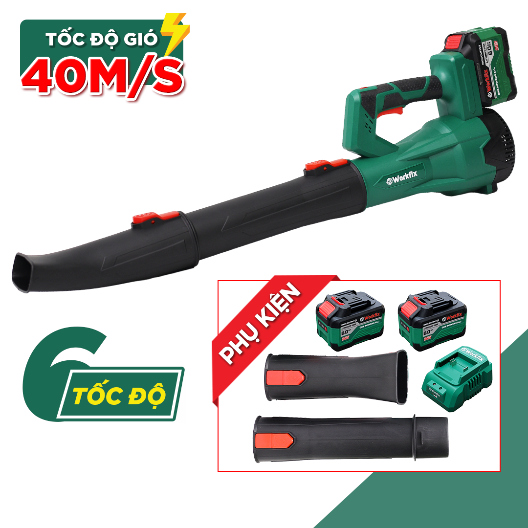 Máy Thổi Lá Workfix WF-TL680M Công Suất Lớn, Chân pin phổ thông