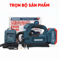 Máy bơm hơi pin BOSSUN BS-BH120Z, Công suất 120W, Áp suất tối đa 120 psi, Màn hình led, Vừa dùng điện vừa dùng pin