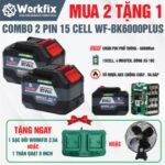 Combo 2 Pin 15 Cell WORKFIX WF-BK6000PLUS Tặng sạc đôi 2.5A  hoặc Thân quạt 8 inch