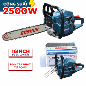 Máy cưa xăng 58CC BOSHUN BS-CX16, Lam xích dài 16INCH, Bơm nhớt tự động - Động cơ xăng 2 thì mạnh mẽ