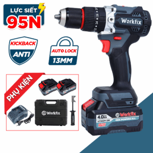 Máy Khoan WORKFIX WF-ID1395BL - Lực siết 95N - Chuyên Khoan Tường, Khoan Rút Lõi, Bắt Vít