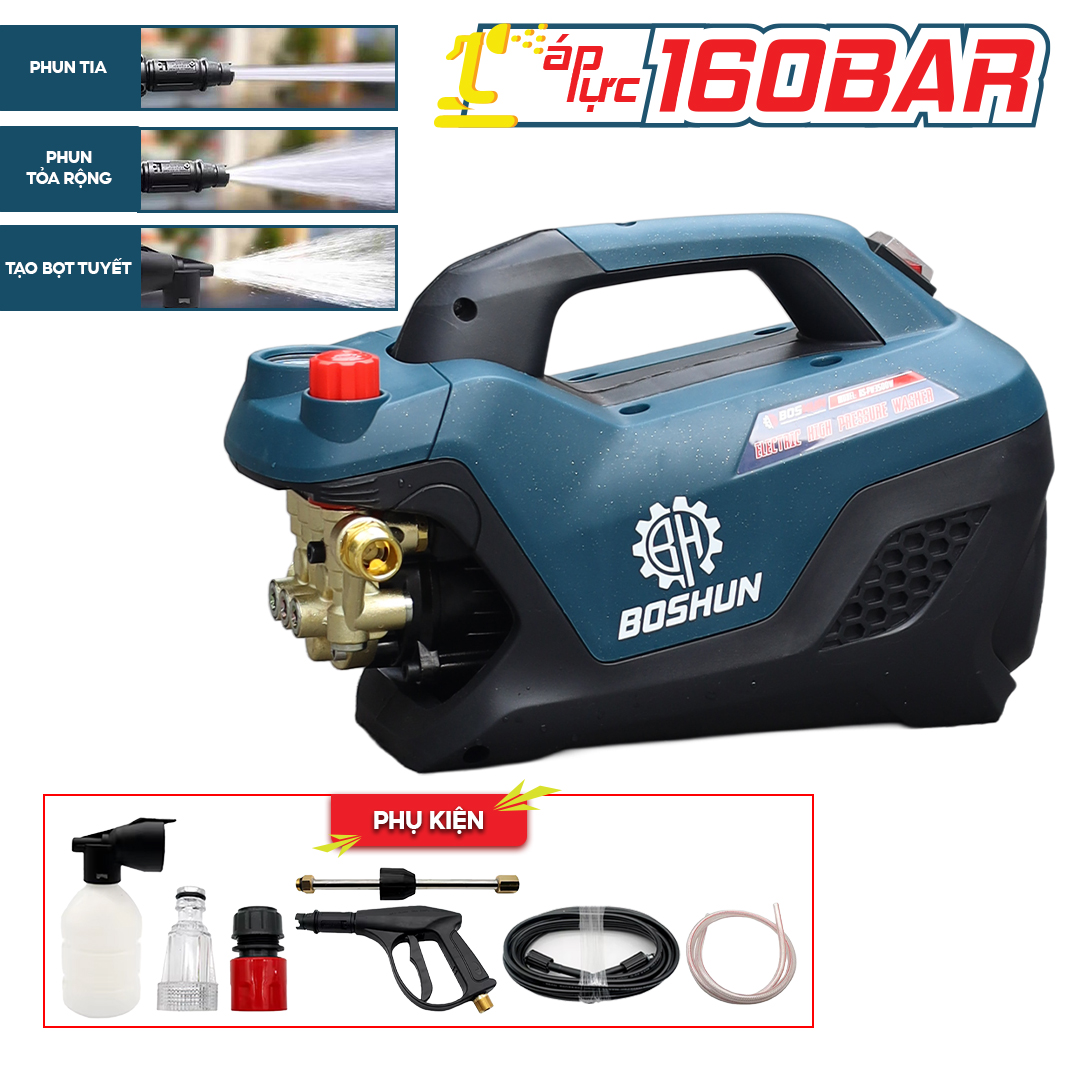 Máy rửa xe Boshun BS-PW3500W - Công Suất 3500W - Máy rửa xe có chỉnh áp - Lõi đồng 100%