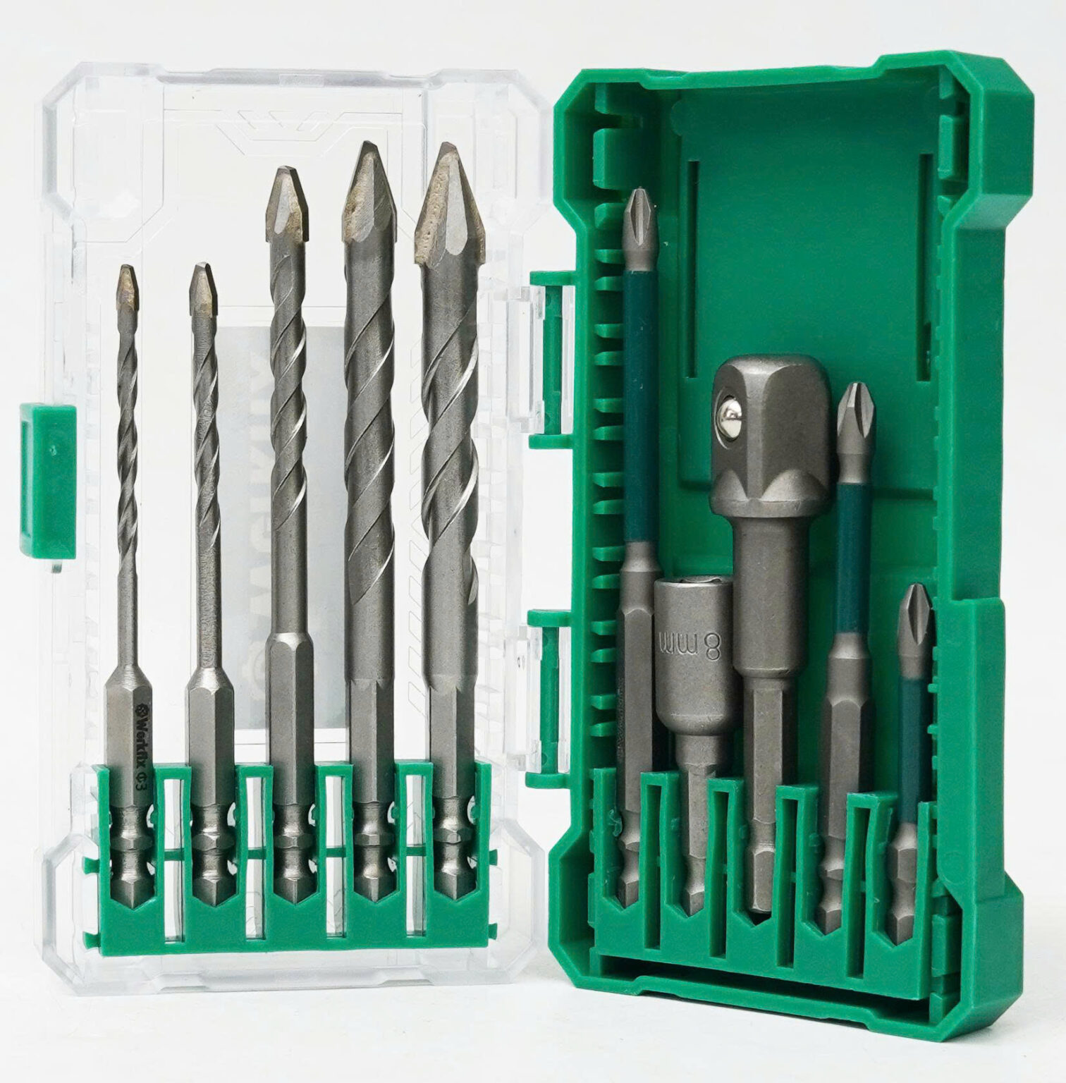 Bộ 10 món phụ kiện đa năng WORKFIX WF-SDB10 - Mũi khoan - Đầu chuyển Bulong - Mũi Bắn Vít