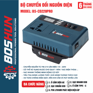 Bộ chuyển đổi nguồn điện 220V Boshun BS-CD220PRO - Dùng cho quạt/ đèn & sạc điện thoại