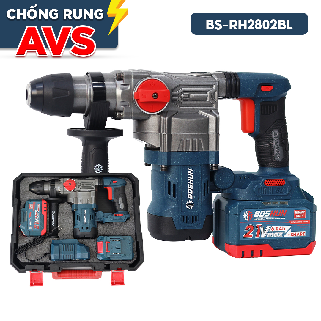 Máy khoan bê tông Boshun BS-RH2802BL - Khoan chống rung AVS - Antikickback