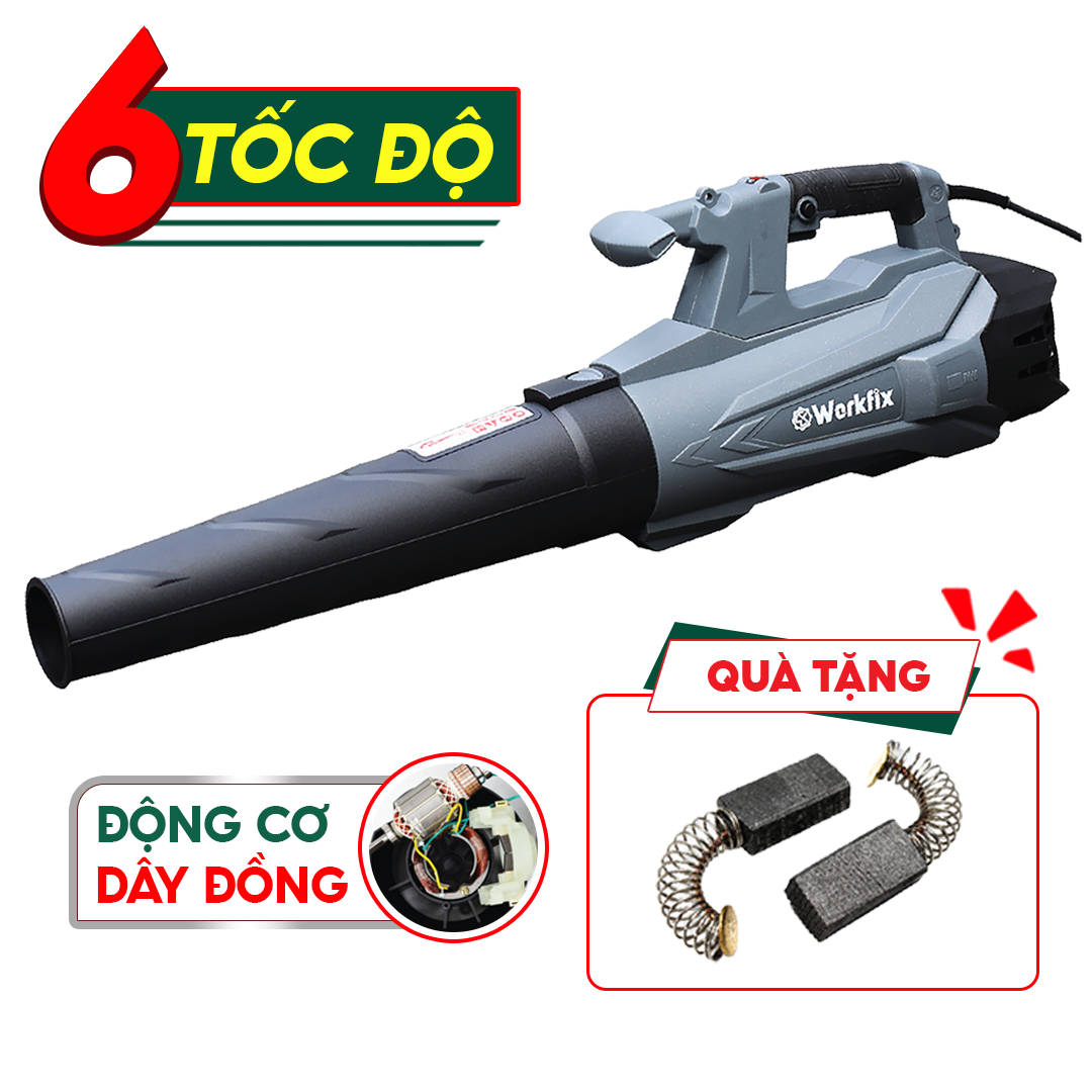 Máy thổi lá điện Workfix WF-ELB3800W - Công suất 3800W - Tặng chổi than