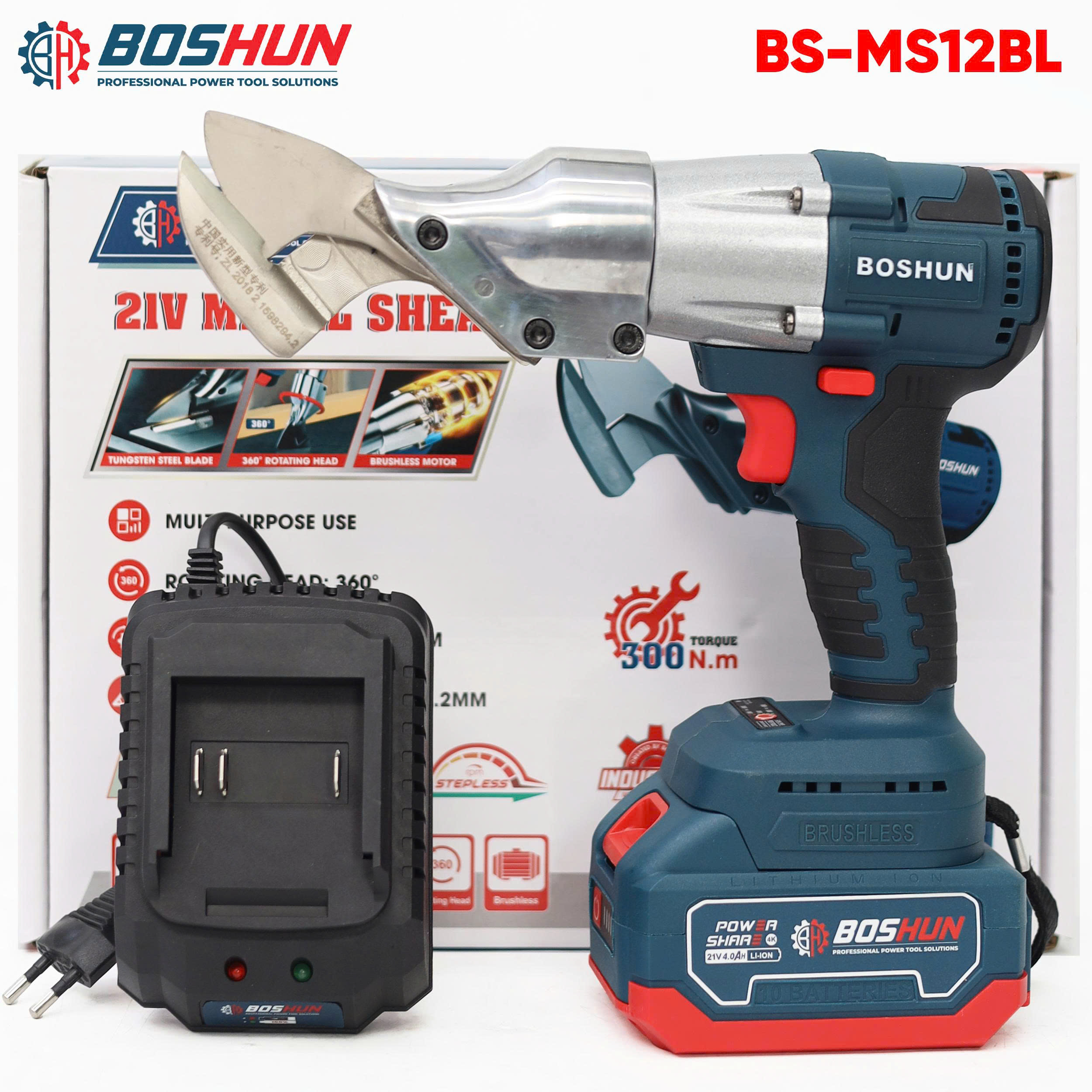 Kéo cắt tôn Boshun BS-MS12BL - Đa năng - Xoay 360 độ - Cắt tôn 1.2mm