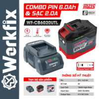 Combo Pin Workfix WF-CB6020UTL 20 Cell - 6Ah Kèm Sạc 2A