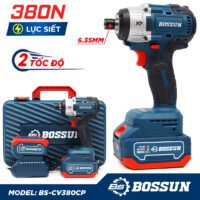 Bộ máy chuyên vít có búa BS BOSSUN BS-CV380CP, Lực lớn 380Nm - 2pin chuẩn 10CELL - Không chổi than