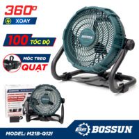 Quạt tích điện vừa dùng pin – vừa dùng điện Bossun M21B-Q12I – Kích thước 12 inch