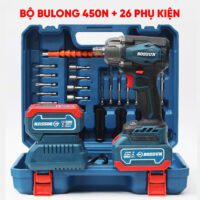 Máy siết bulong Bossun BS-IW450PK - Lực siết 450N - Tặng bộ phụ kiện 26 chi tiết.