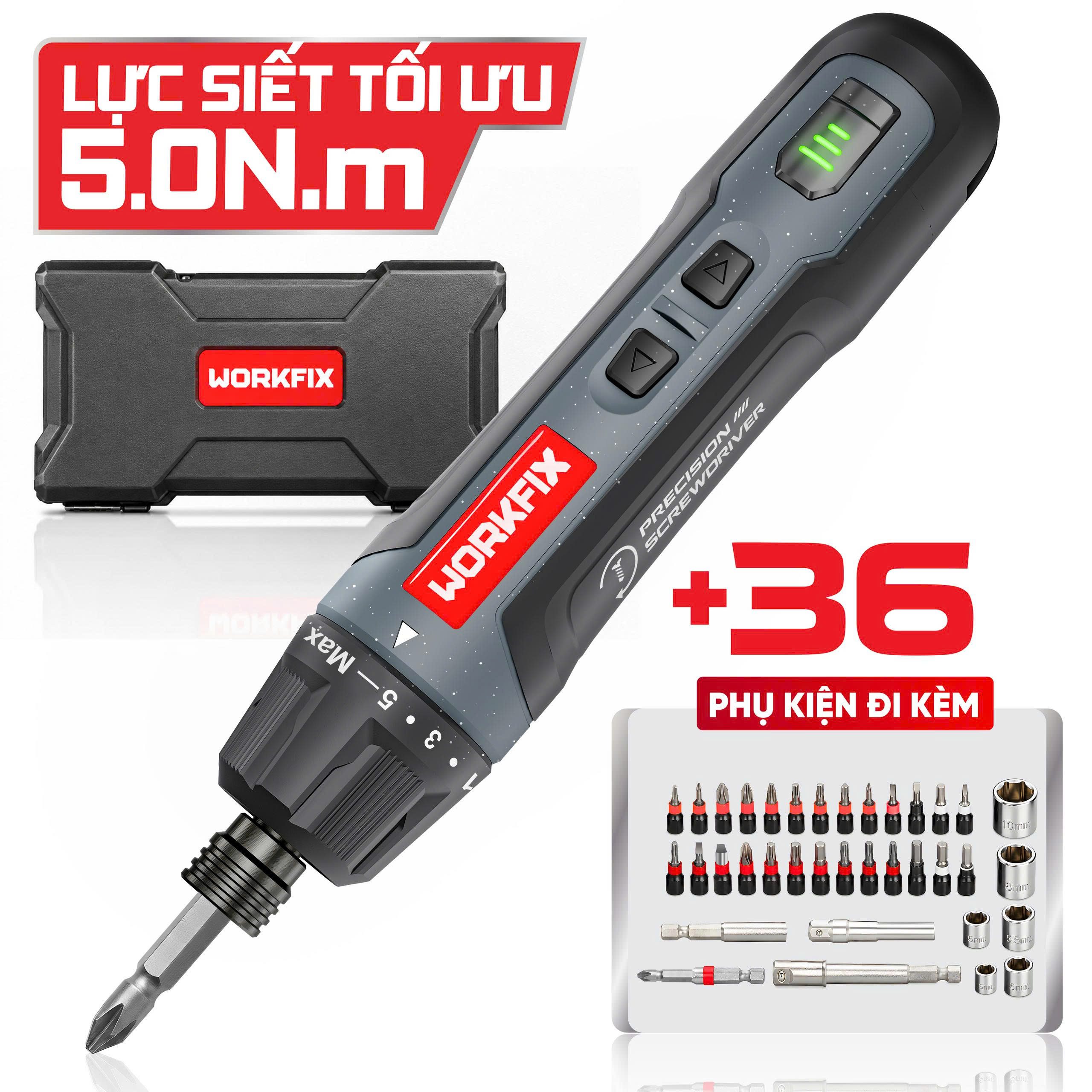 [ TẶNG PHỤ KIỆN ] Máy vặn vít mini Workfix WF-SD0505B